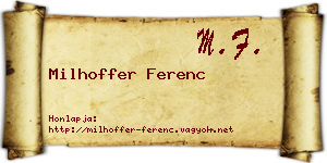 Milhoffer Ferenc névjegykártya
