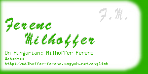 ferenc milhoffer business card